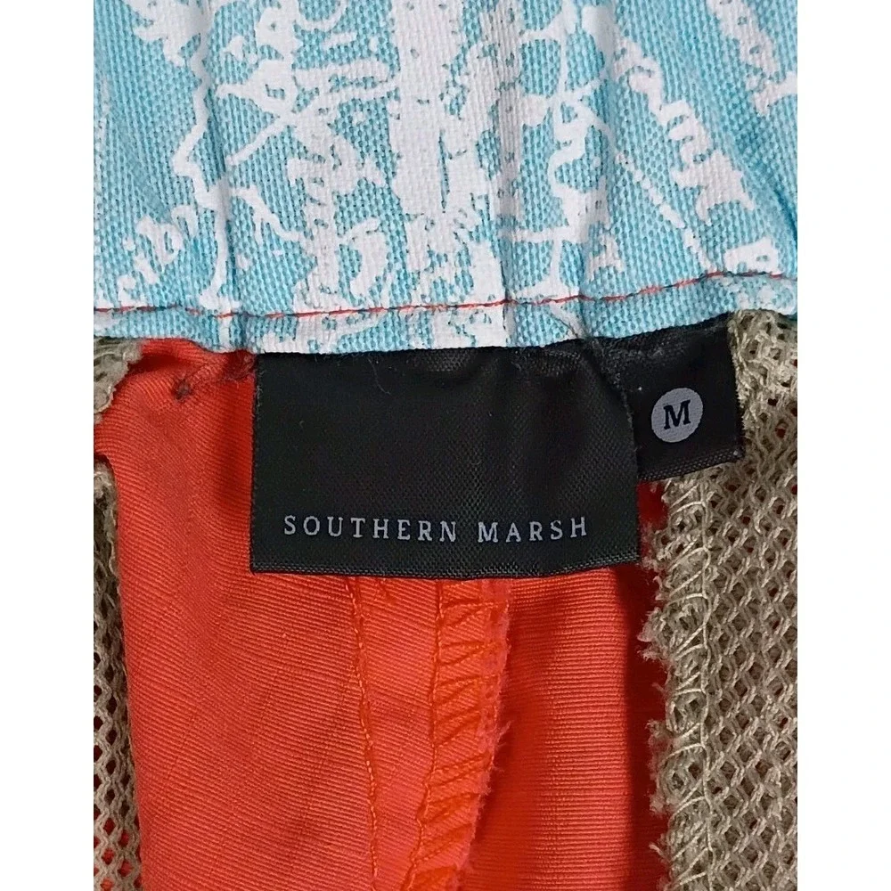 SOUTHERN MARSH Shorts Mens Size M Orange  Cargo Pockets Fishing Button Zip